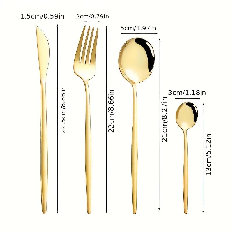 4 / 6 / 16 / 24 Piece Gold Stainless Steel Tableware Set For Home Restaurant Hotel Party Includes Knife Fork Spoon