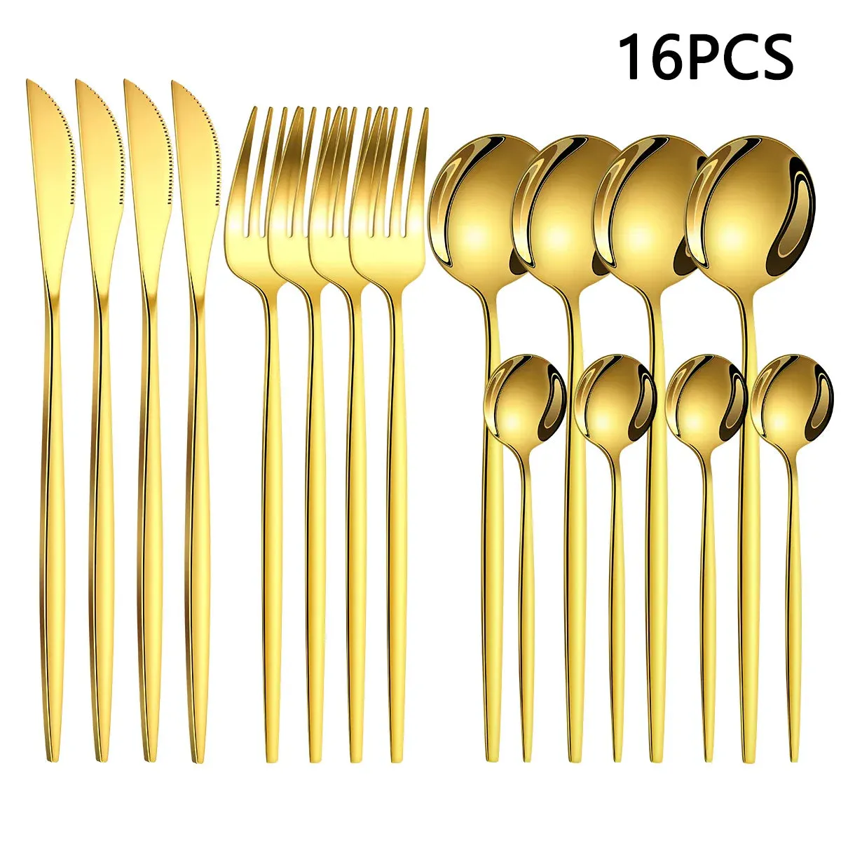 4 / 6 / 16 / 24 Piece Gold Stainless Steel Tableware Set For Home Restaurant Hotel Party Includes Knife Fork Spoon