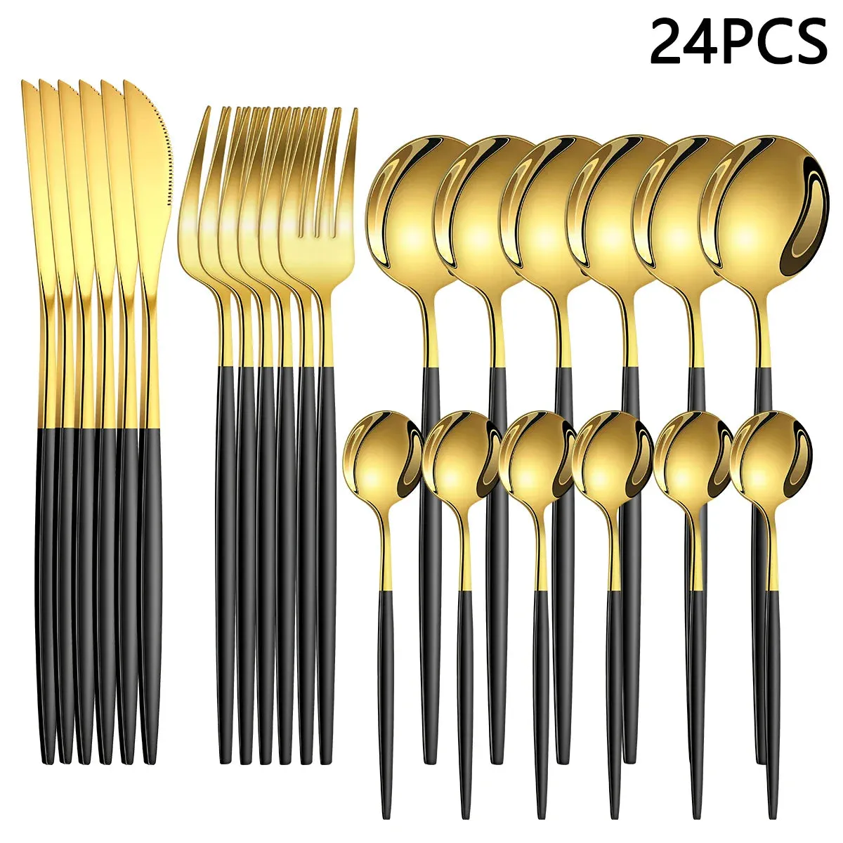 4 / 6 / 16 / 24 Piece Portuguese Stainless Steel Tableware Set For Family Hotel Restaurant