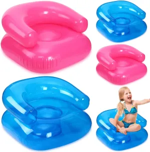 4 Pcs 28 Inch Kids Inflatable Chairs Blow up Chairs Inflatable Furniture Novelty Blow up Couch Seat Waterproof PVC Air Sofa Couch for Kids Beach 90s Party Camping, Picnics Party Supplies
