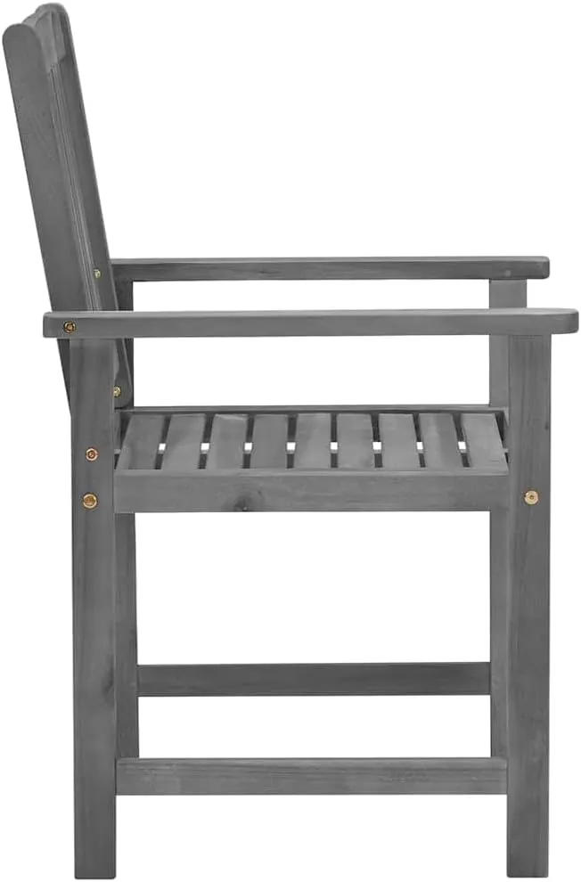 4-Piece Gray Solid Acacia Wood Patio Chairs Set with Cushions, Outdoor Furniture for Backyard Poolside Beach Camping, Rustic Wooden Lounge Chairs with Wash-Resistant Finish