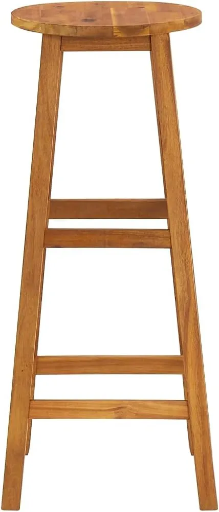 4-Piece Solid Acacia Wood Bar Stools Set with Footrests, Outdoor Patio Furniture Chairs for Kitchen, Poolside, Backyard, Oil-Finished Durable Wooden Seating