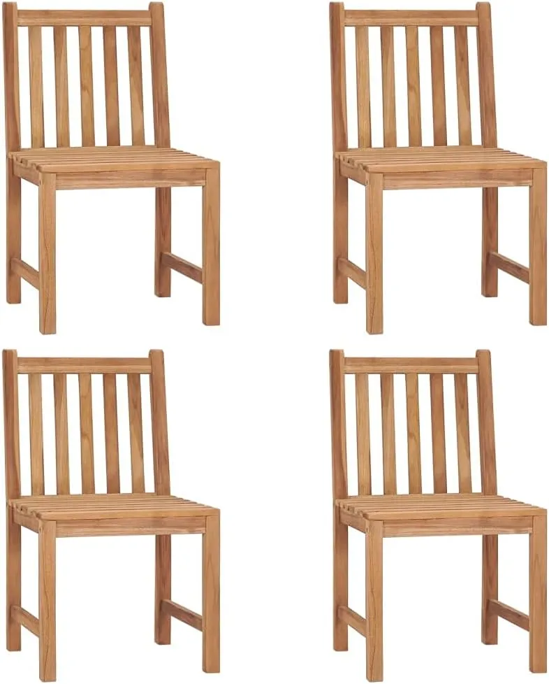 4-Piece Solid Teak Wood Patio Chairs Set, Outdoor Lounge Chairs for Garden Poolside Backyard, Durable Wooden Furniture with Water-Based Finish, Comfortable Seating for Patio Beach Camping