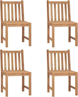 4-Piece Solid Teak Wood Patio Chairs Set, Outdoor Lounge Chairs for Garden Poolside Backyard, Durable Wooden Furniture with Water-Based Finish, Comfortable Seating for Patio Beach Camping