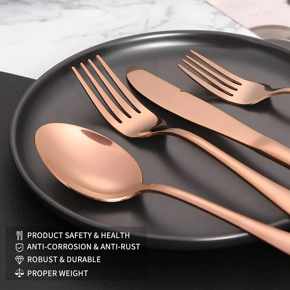 40-piece Rose Gold Silverware Set, Stainless Steel Cooking Flatware Serving Set, Flatware Cutlery Set For Home Kitchen Restaurant Hotel, Tableware Set Service for 8, Dishwasher Safe