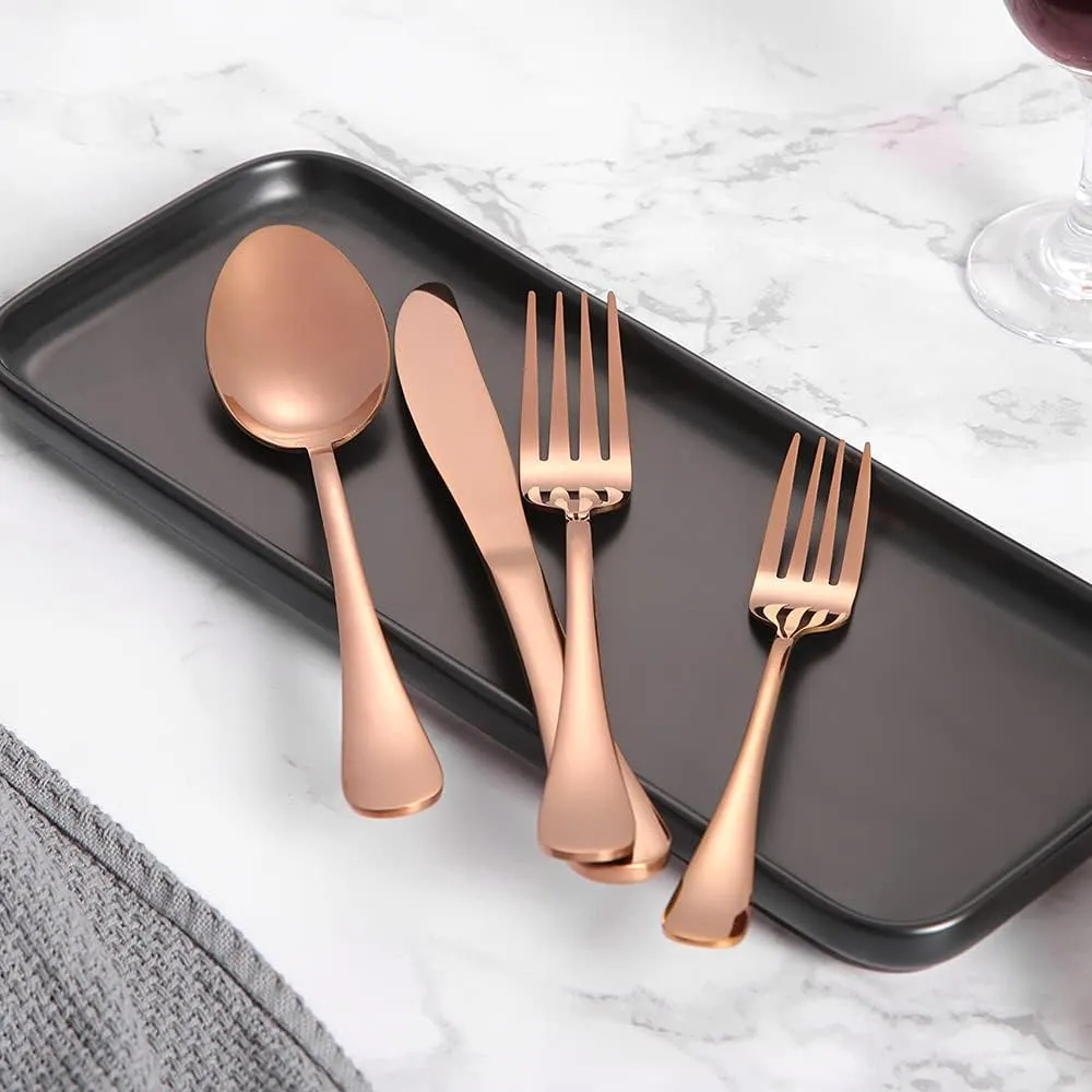 40-piece Rose Gold Silverware Set, Stainless Steel Cooking Flatware Serving Set, Flatware Cutlery Set For Home Kitchen Restaurant Hotel, Tableware Set Service for 8, Dishwasher Safe