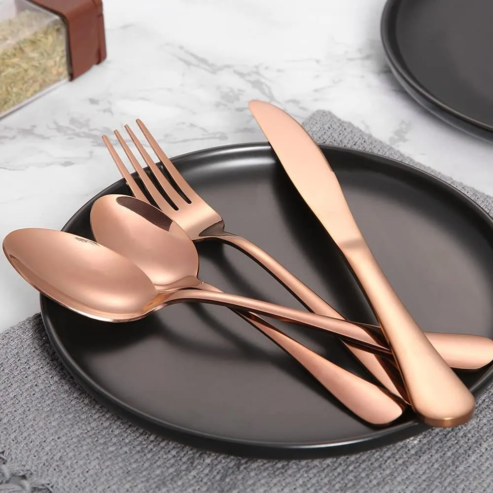 40-piece Rose Gold Silverware Set, Stainless Steel Cooking Flatware Serving Set, Flatware Cutlery Set For Home Kitchen Restaurant Hotel, Tableware Set Service for 8, Dishwasher Safe