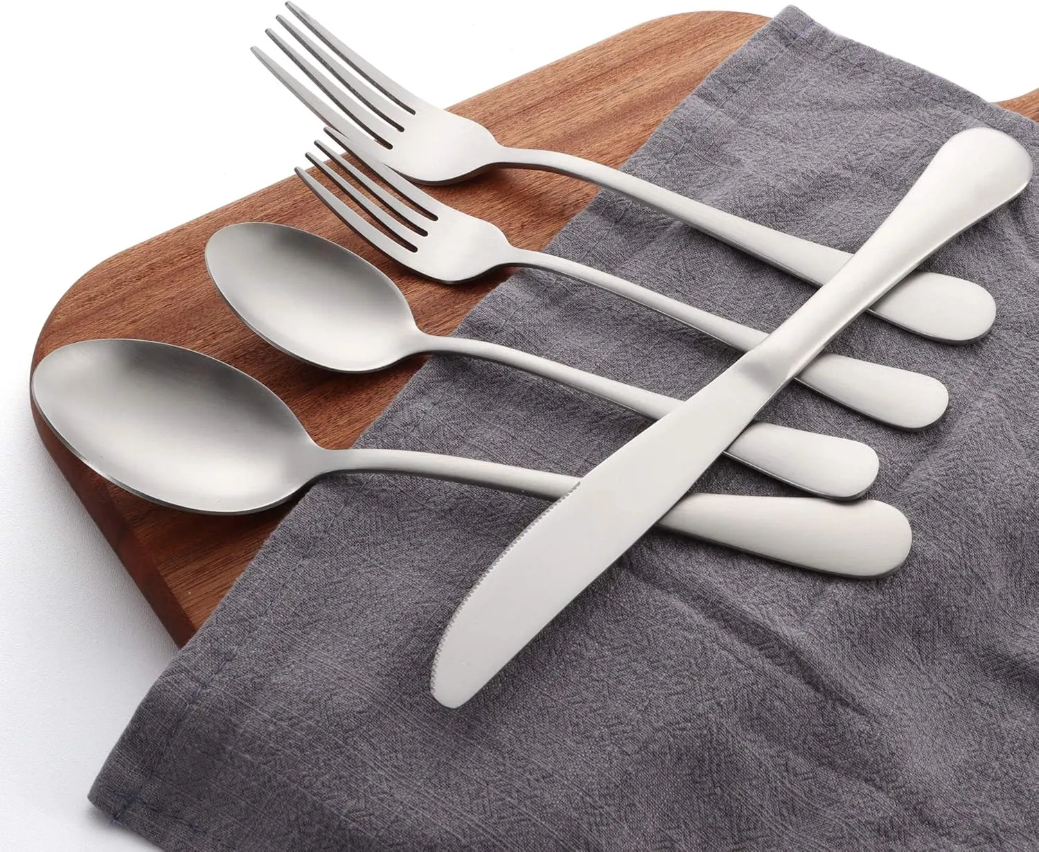 40 Piece Silverware Set, LIANYU Flatware Cutlery Set for 8, Include Knife Fork Spoon, Fancy Satin Finish Eating Utensils Tableware for Home Restaurant Party, Matte Finish, Dishwasher Safe
