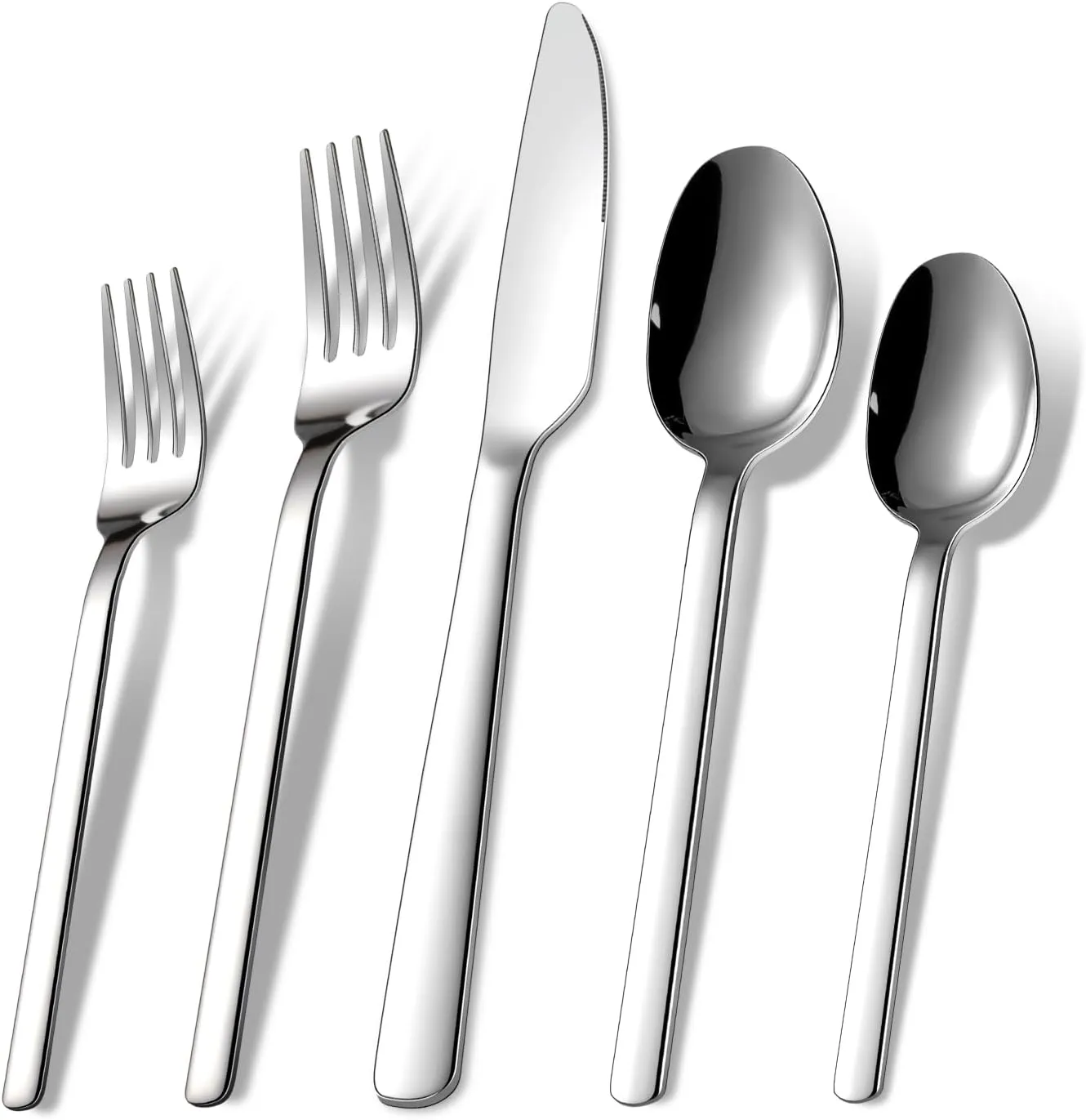 40 Piece Silverware Set Service for 8, Food-Grade Stainless Steel Flatware Set, Modern Classic Design Cutlery Utensil Set, Dinner Fork Knife Spoon Eating Tableware for Home, Dishwasher Safe