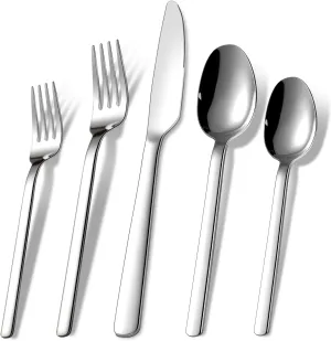40 Piece Silverware Set Service for 8, Food-Grade Stainless Steel Flatware Set, Modern Classic Design Cutlery Utensil Set, Dinner Fork Knife Spoon Eating Tableware for Home, Dishwasher Safe