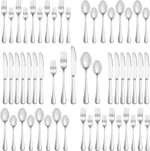 40 Piece Silverware Set Service for 8,Premium Stainless Steel Flatware Set,Mirror Polished Cutlery Utensil Set,Durable Home Kitchen Eating Tableware Set,Include Fork Knife Spoon Set,Dishwasher Safe