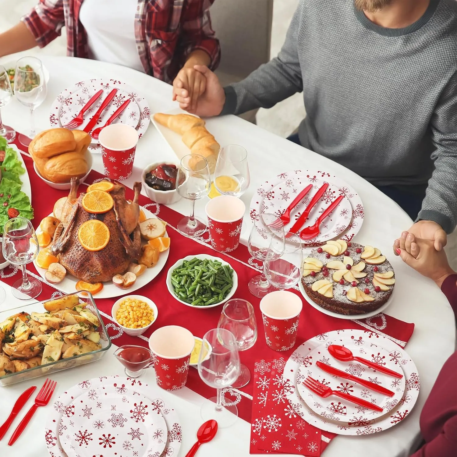 400 Pcs Snowflake Plates and Napkins for 50 Guests Bridal Shower Party Decorations Disposable Dinnerware Set Disposable Plates Napkins Cups Set for Summer Christmas Party Supplies