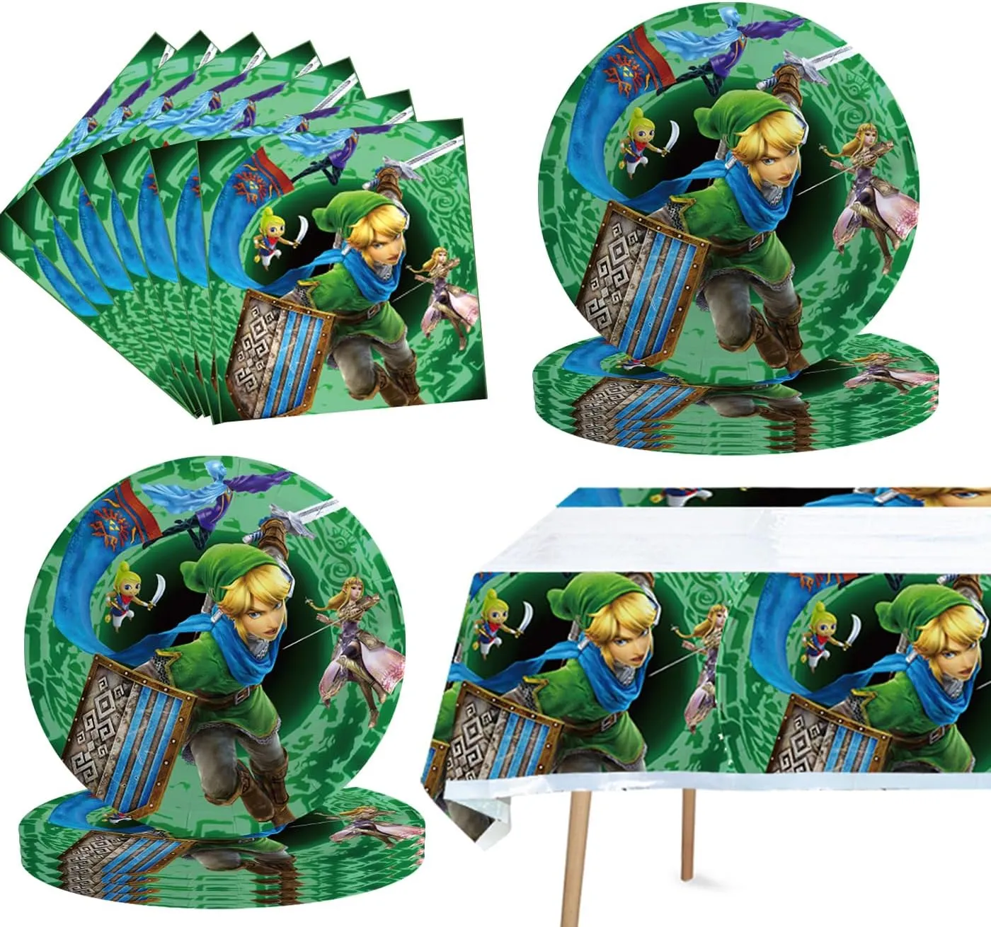 41Pack Zelda Birthday Decorations, 20 Plates, 20 Napkins and 1 Tablecover for Zelda Birthday Party Supplies
