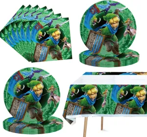 41Pack Zelda Birthday Decorations, 20 Plates, 20 Napkins and 1 Tablecover for Zelda Birthday Party Supplies
