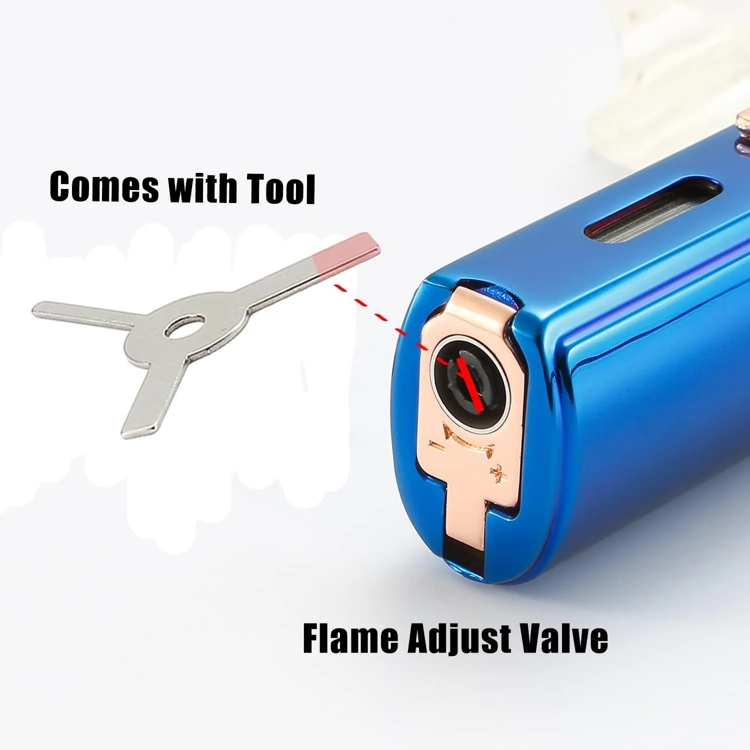420 Carbon Steel 𝐂𝐮𝐭𝐭𝐞𝐫 and Lighter Set, Built-in 𝐏𝐮𝐧𝐜𝐡, Triple Jet Flame Butane Torch Lighter, Refillable Windproof Lighter, Blue. (Sold Without Gas)