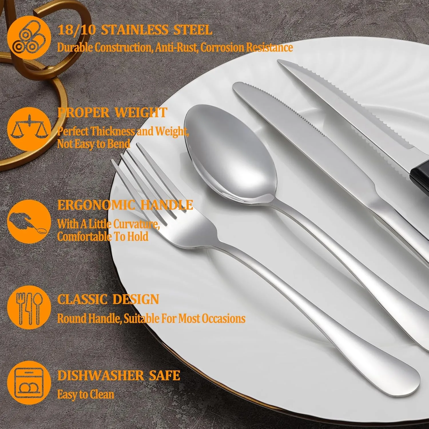 48 Pcs Silverware Set with Steak Knives Service for 8,Stainless Steel Flatware Set,Mirror Polished Cutlery Utensil Set,Home Kitchen Eating Tableware Set,Include Fork Knife Spoon Set,Dishwasher Safe