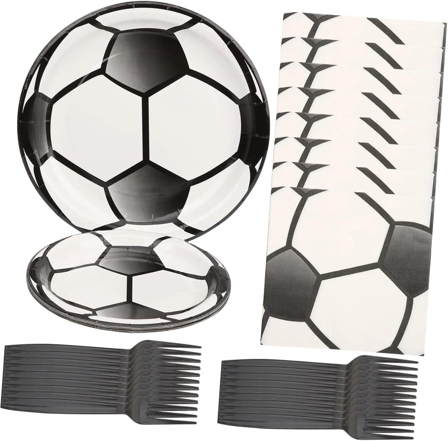 48-piece Football Themed Party Supplies Set Soccer Birthday Decorations Disposable Tableware for Boys and Girls