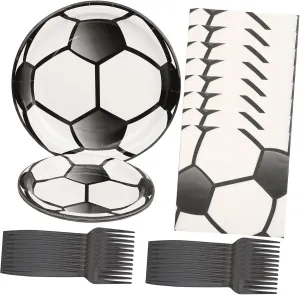 48-piece Football Themed Party Supplies Set Soccer Birthday Decorations Disposable Tableware for Boys and Girls