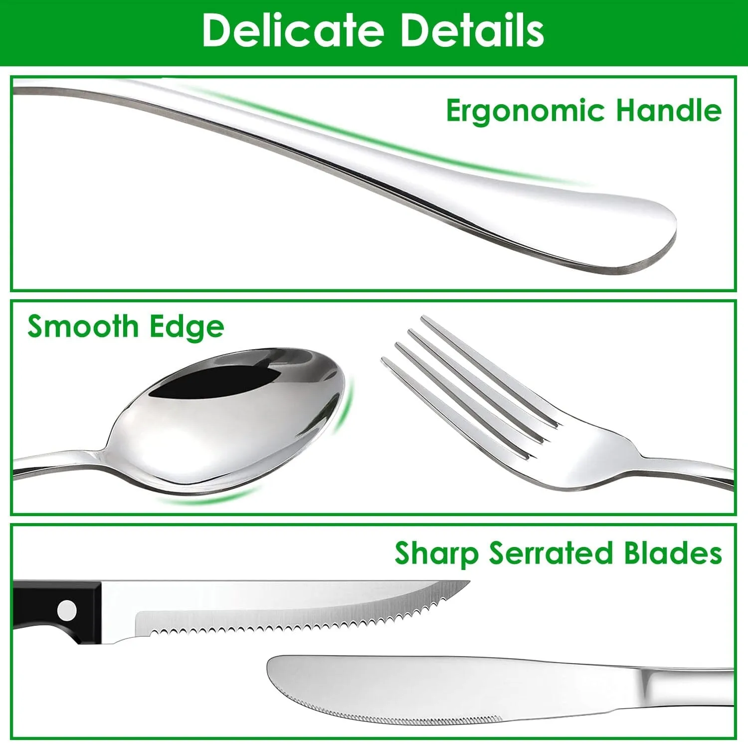 48-Piece: Stainless Steel Silverware Cutlery Set
