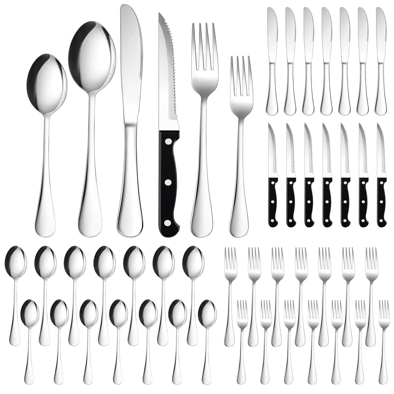 48-Piece: Stainless Steel Silverware Cutlery Set