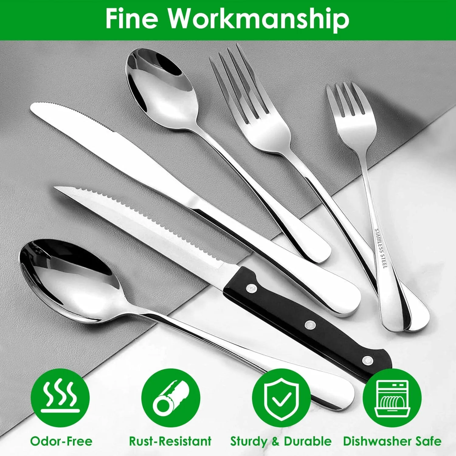 48-Piece: Stainless Steel Silverware Cutlery Set