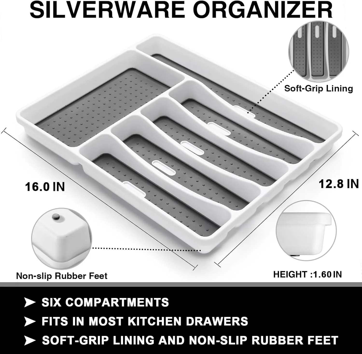 49-Piece Black Silverware Set with Organizer, Stainless Steel Tree Pattern Black Flatware for 8, Cutlery Utensil Sets with Steak Knives, Rust-proof, Mirror Polished, Dishwasher Safe
