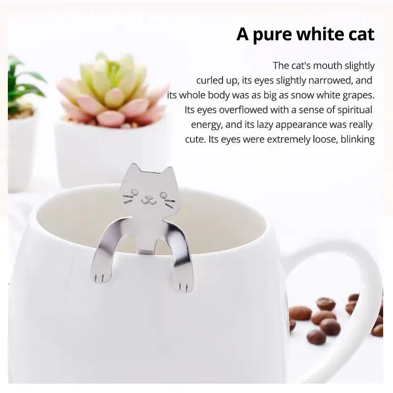 4pcs Stainless Steel Mini Cat Kitten Coffee Tea Dessert Drink Spoons Cute Flatware Set
