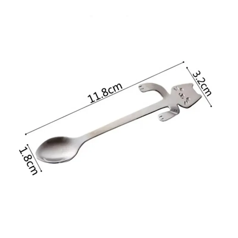 4pcs Stainless Steel Mini Cat Kitten Coffee Tea Dessert Drink Spoons Cute Flatware Set
