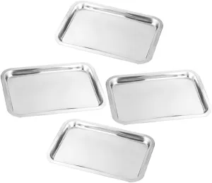 4Pcs Stainless Steel Plates Metal Food Dishes for Self Feeding Outdoor Picnics and Camping Easy to Clean and Dishwasher Safe
