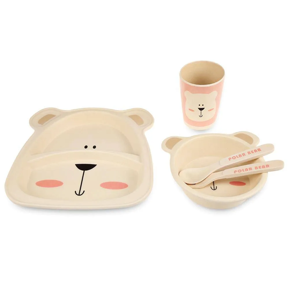 5 pcs Baby Bamboo Fibre Tableware Animal Pattern