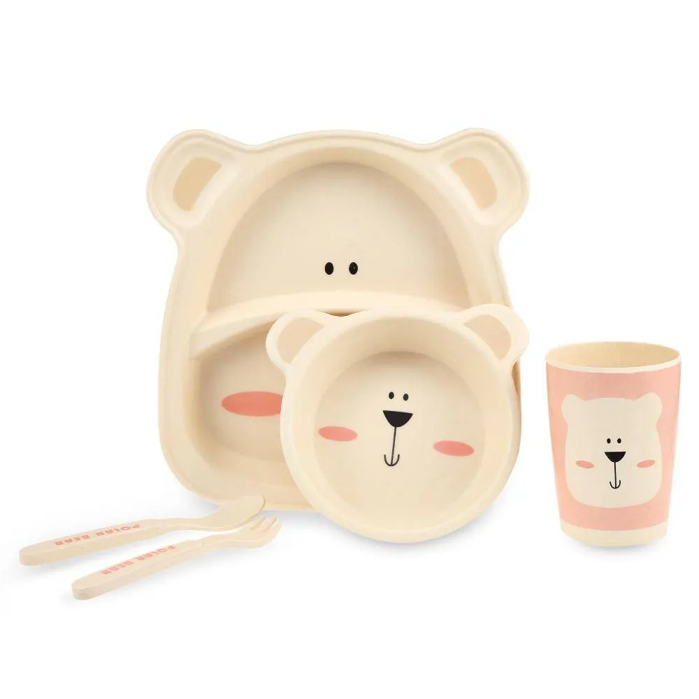 5 pcs Baby Bamboo Fibre Tableware Animal Pattern