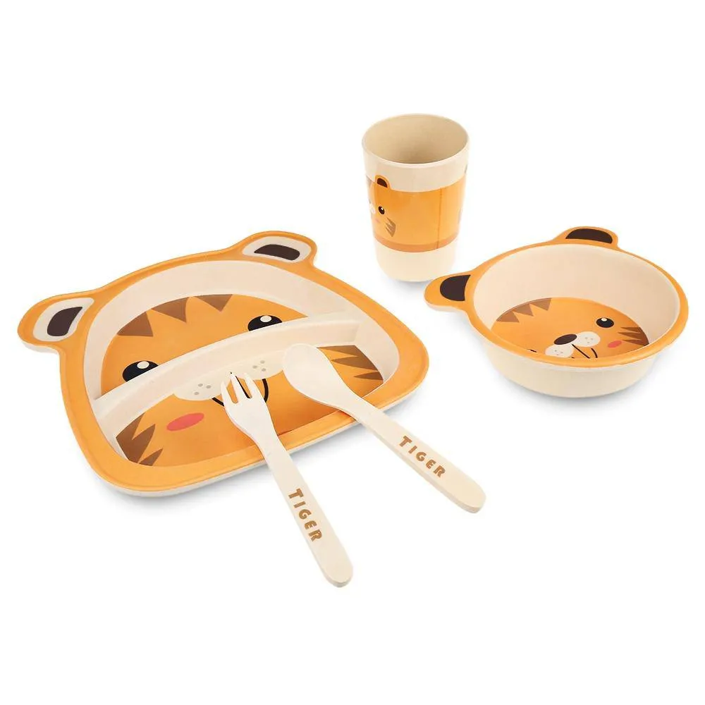 5 pcs Baby Bamboo Fibre Tableware Animal Pattern