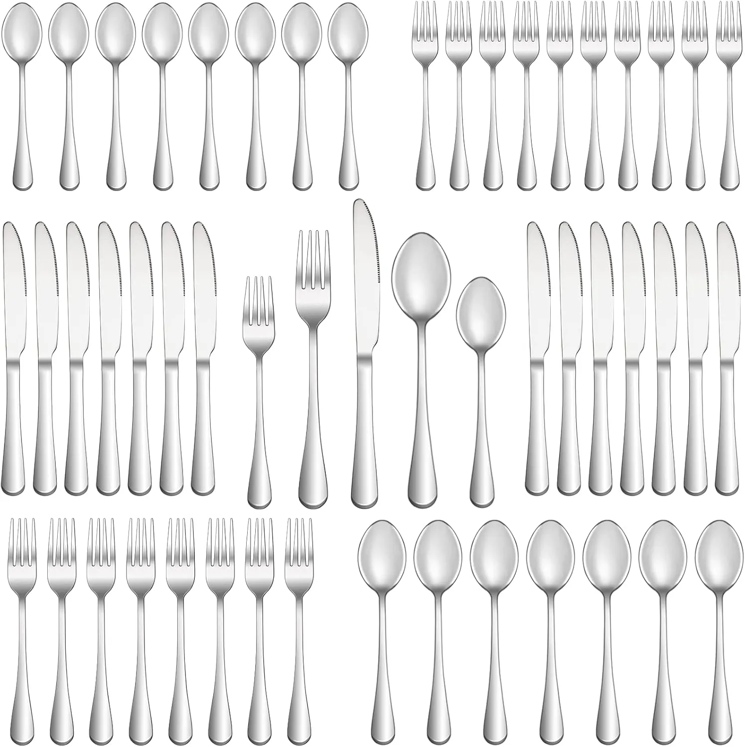 50 Piece Silverware Set Service for 10,Premium Stainless Steel Flatware Set,Mirror Polished Cutlery Utensil Set,Durable Home Kitchen Eating Tableware Set,Include Fork Knife Spoon Set,Dishwasher Safe