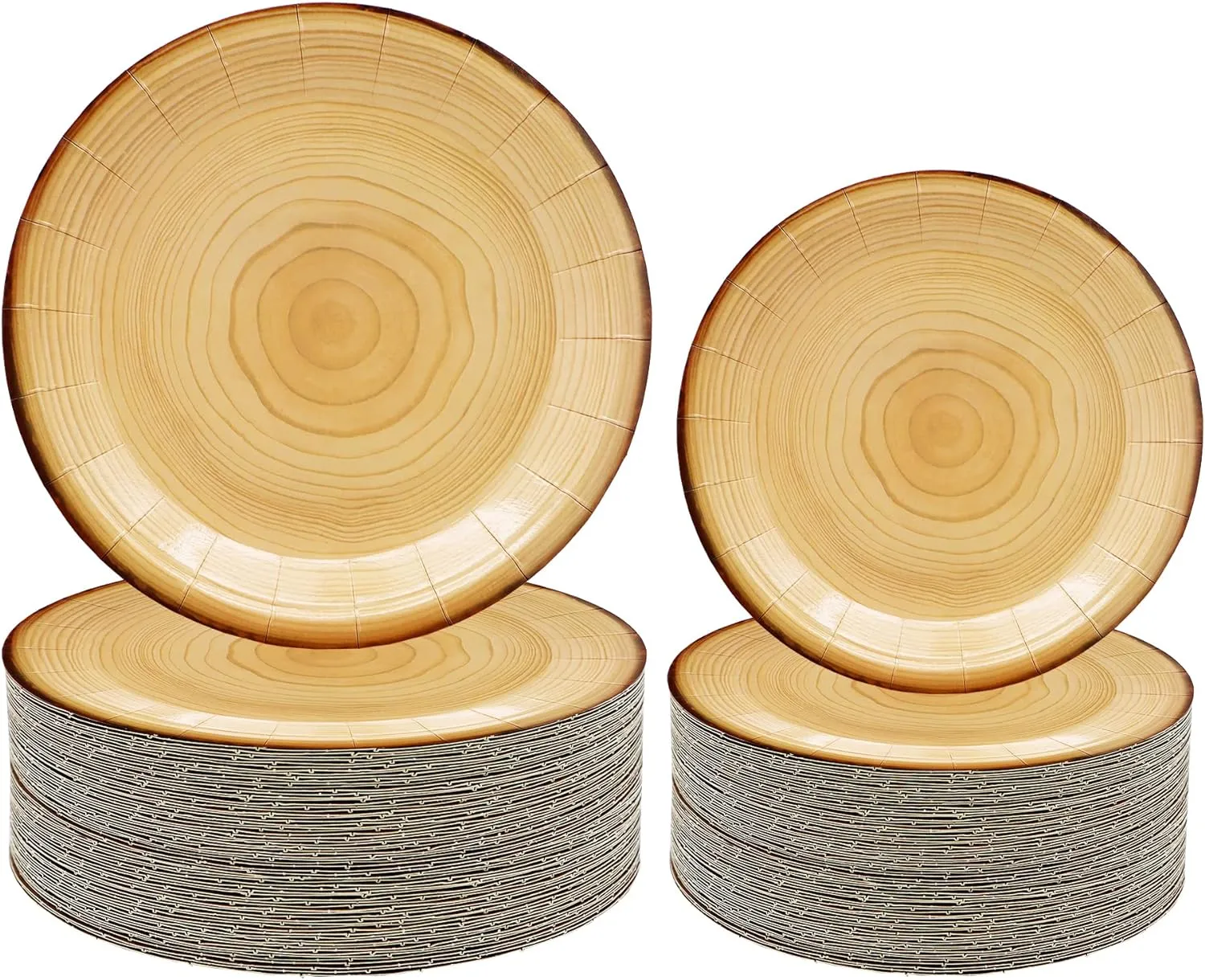 50Pcs Wood Grain Party Supplies Wood Paper Plates Set 9"Rustic Wood Slice Dinner Plates,7"Woodland Plates Camp-Fire Camping Party Supplies Woodland Baby Shower Lumberjack Birthday Party Decorations