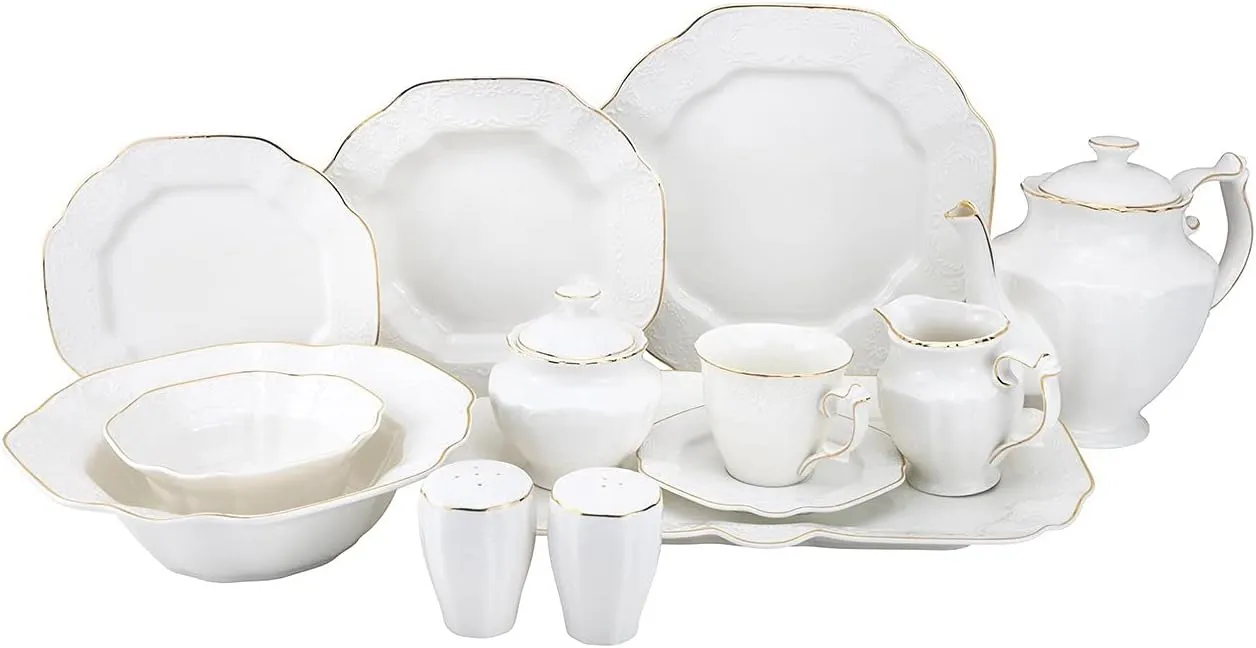 57-pc Banquet Dinnerware Set, Luxury Porcelain Tableware, Service for 8 (1950G)