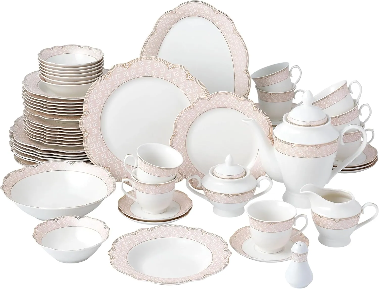 57-pc Banquet Dinnerware Set, Luxury Tableware Dining Service for 8