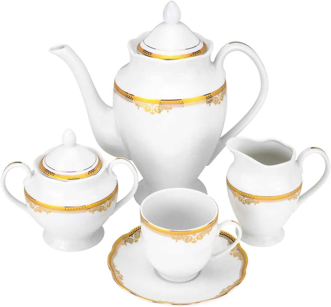 57 piece Banquet Dinnerware Set with Scalloped Edges - Luxury Tableware Dining Service for 8