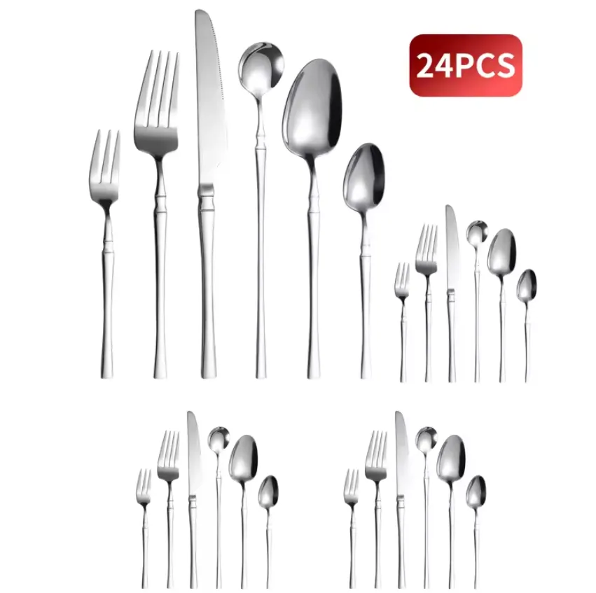 6 / 24 / 30 Piece Stainless Steel Tableware Set For Family Kitchen Hotel Party