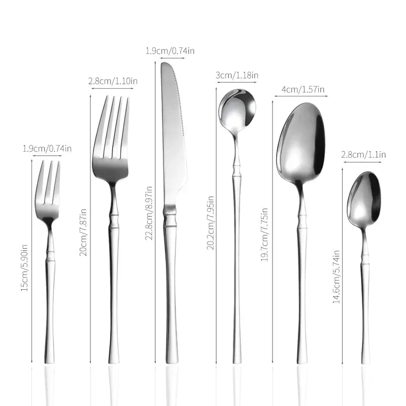 6 / 24 / 30 Piece Stainless Steel Tableware Set For Family Kitchen Hotel Party