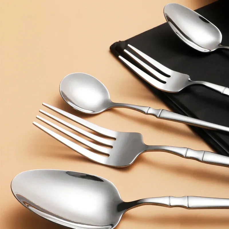 6 / 24 / 30 Piece Stainless Steel Tableware Set For Family Kitchen Hotel Party