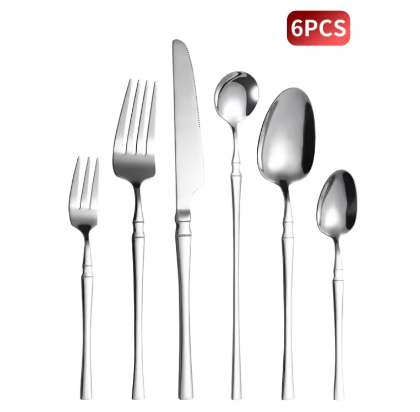 6 / 24 / 30 Piece Stainless Steel Tableware Set For Family Kitchen Hotel Party