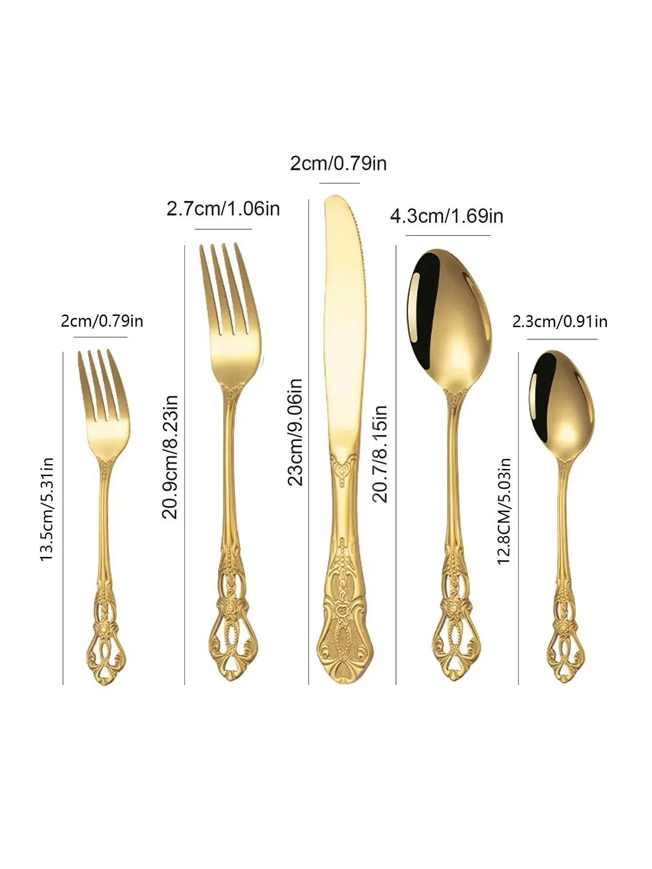 6 / 30 Piece Gold Embossed Stainless Steel Tableware Set