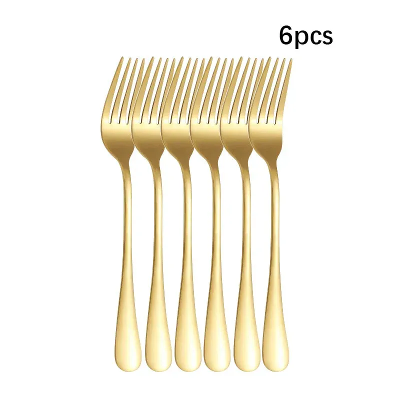 6 / 30 Piece Golden Stainless Steel Tableware Set For Hotels