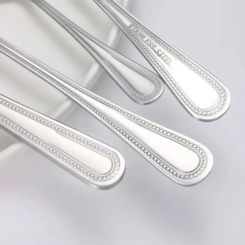 6 / 30 Piece Retro Bead Stainless Steel Tableware Set With Knife Fork And Spoon