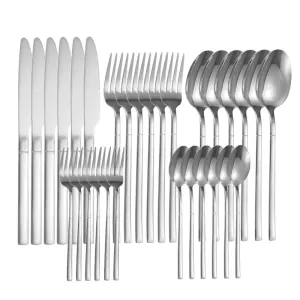 6 / 30 Piece Stainless Steel Tableware Set High End Silver Cutlery For Kitchen & Restaurant