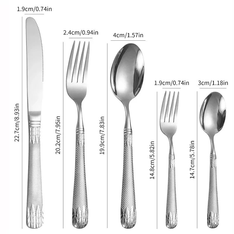 6 / 30 Piece Stainless Steel Wheat Tableware Set