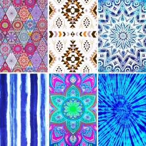 6 Packs Oversized Terry Beach Towel Set 36 x 72 Soft Thin Extra Large Big Pool Swim Camping Bulk Towels Blanket Clearance XL Travel Adult Essentials Accessories Must Haves Vacation Bohemia Flower