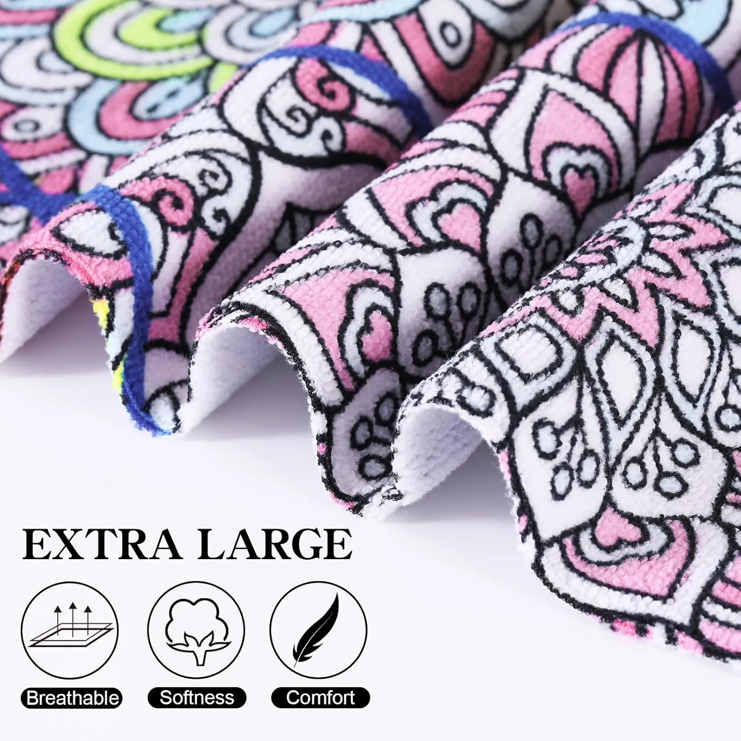 6 Packs Oversized Terry Beach Towel Set 36 x 72 Soft Thin Extra Large Big Pool Swim Camping Bulk Towels Blanket Clearance XL Travel Adult Essentials Accessories Must Haves Vacation Bohemia Flower