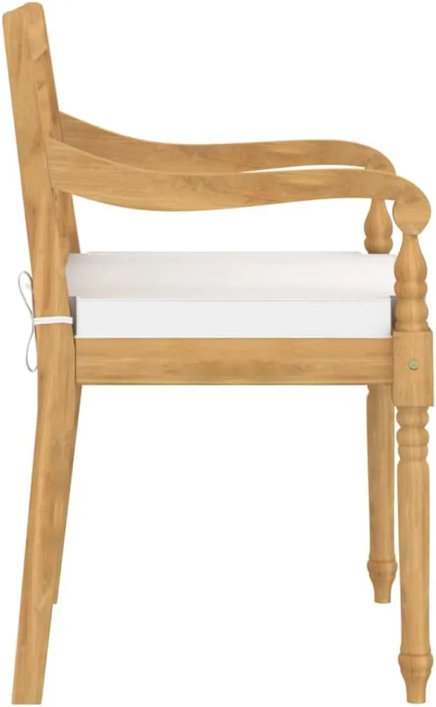 6-Piece Teak Wood Outdoor Dining Chairs with Cream Cushions - Patio Furniture Set, Solid Wood Lounge Chairs for Poolside Backyard Beach Camping 21.7x20.3x33.1 Inch