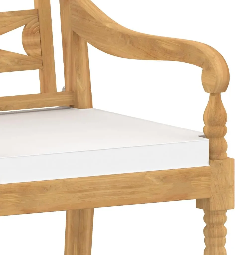 6-Piece Teak Wood Outdoor Dining Chairs with Cream Cushions - Patio Furniture Set, Solid Wood Lounge Chairs for Poolside Backyard Beach Camping 21.7x20.3x33.1 Inch